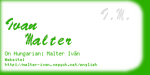 ivan malter business card